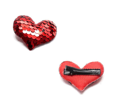 2x Heart Shaped Cute Hair Clips Metal Snap Baby Barrettes Sparkly HairPins