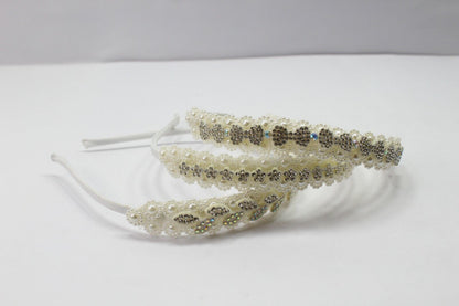 White Partywear Hair Bands Pearl Headbands Dimond Hair Hoop Birthday