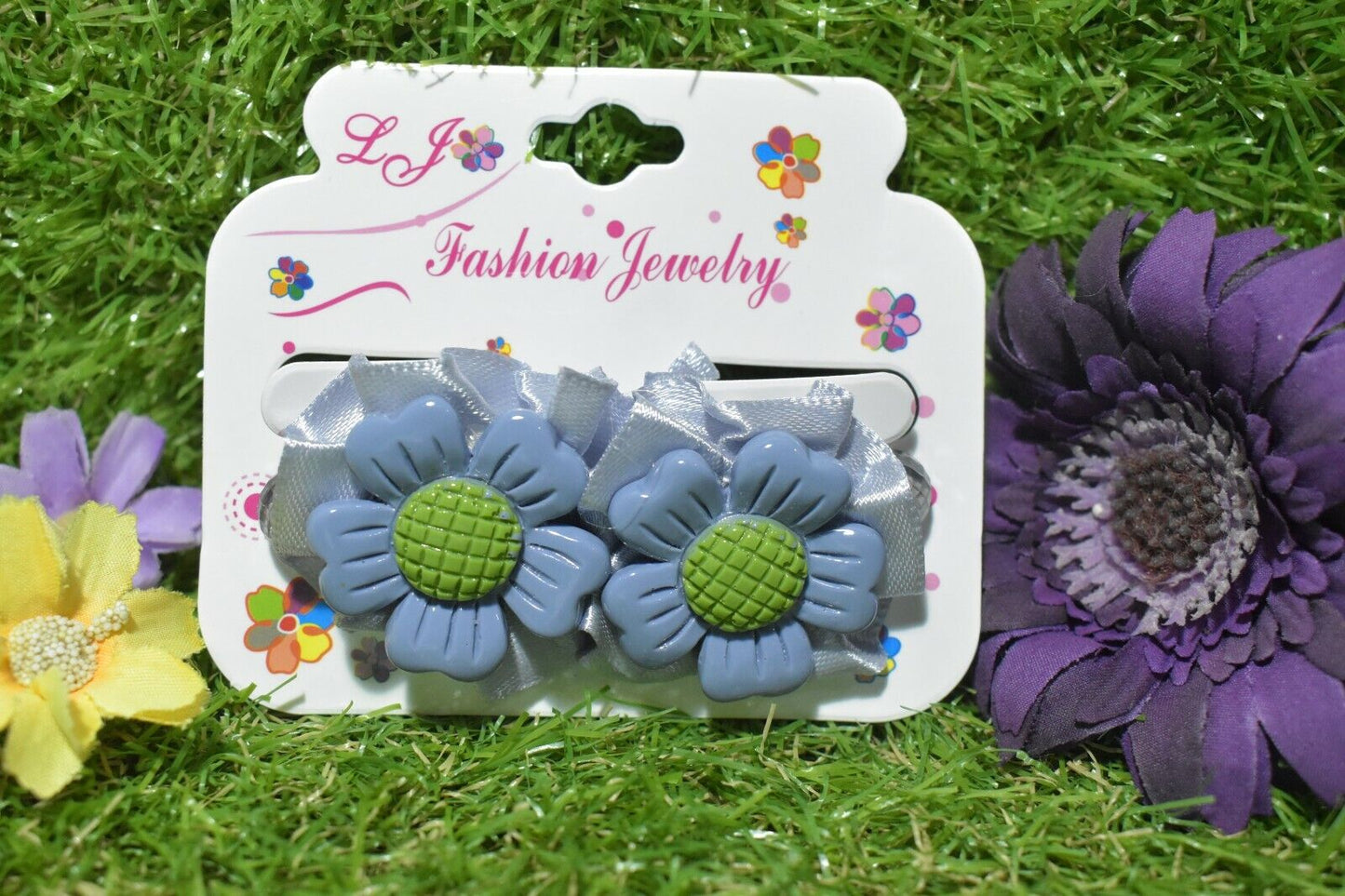 2X Flower Hair Rubber Band Kids Hair Pony Tie Elastic Baby Clips Girls Hair Band