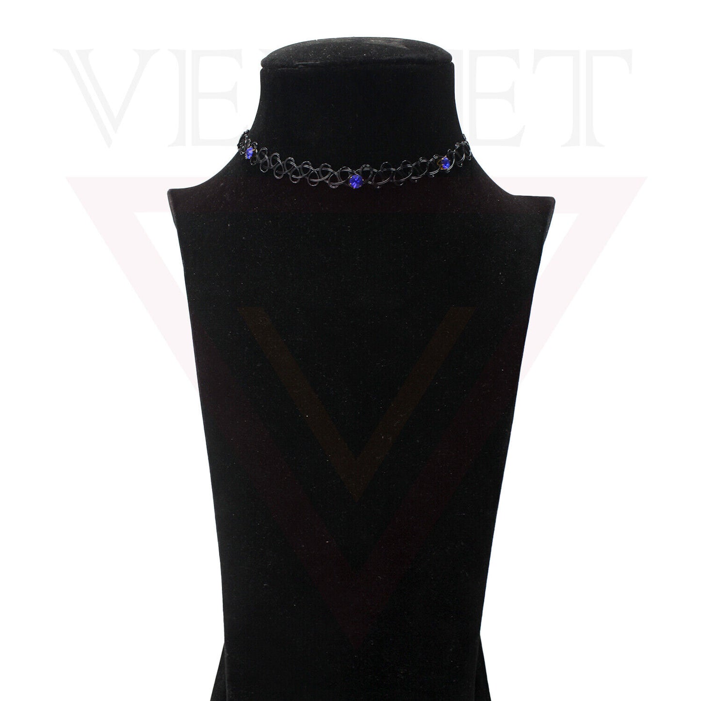 Necklace Elastic With Diamond Retro Style Tattoo Necklace Black Stretch Choker