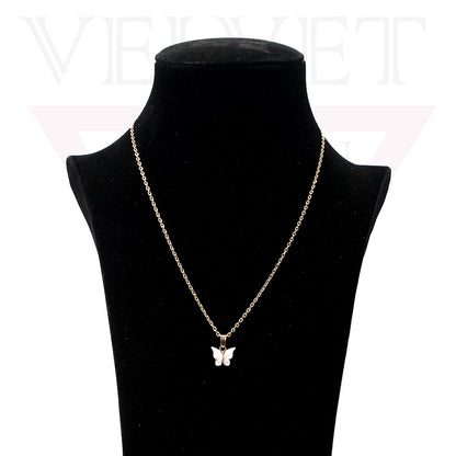 Necklace Colour Butterfly Pendant Golden Chain Vintage Delicate Choker For Women