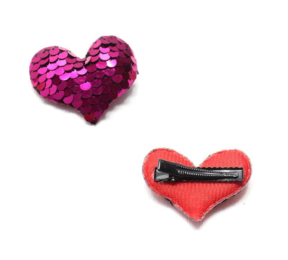 2x Heart Shaped Cute Hair Clips Metal Snap Baby Barrettes Sparkly HairPins