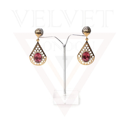 Drop Earrings Crystal Stone Golden Drop Dangle Stud Earrings Women Girls Gifts