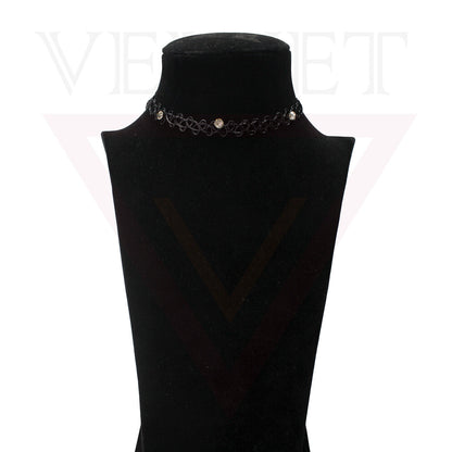 Necklace Elastic With Diamond Retro Style Tattoo Necklace Black Stretch Choker