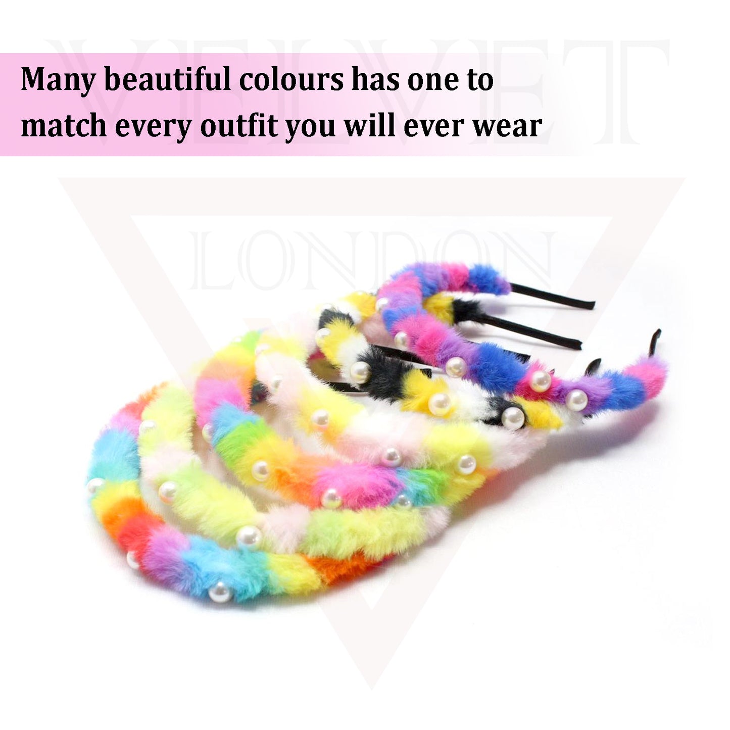 Soft Furry Headbands Pearl Fluffy Hair Hoop Unicorn Band