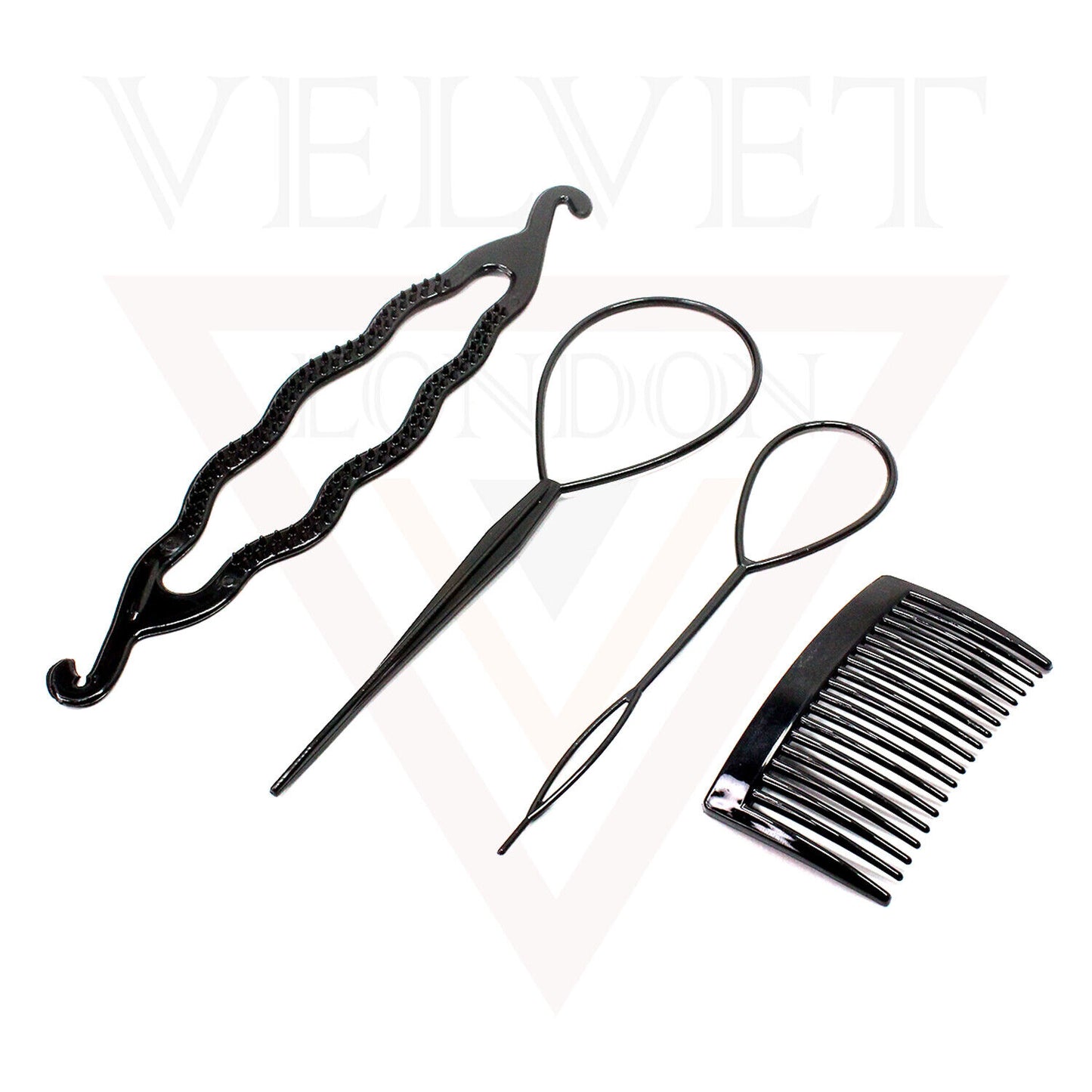 4Pcs Hair Bun Maker Braid Braiding Tool Set Hair Design Styling Tool Accessories