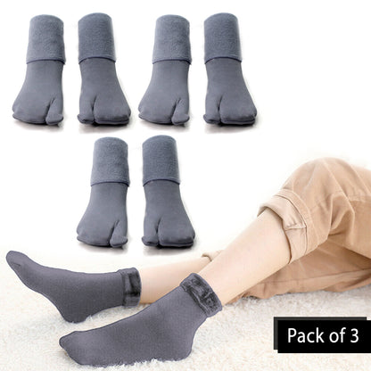 Grey Velvet Nylon Soft Socks Winter Thick Thermal Bed Socks