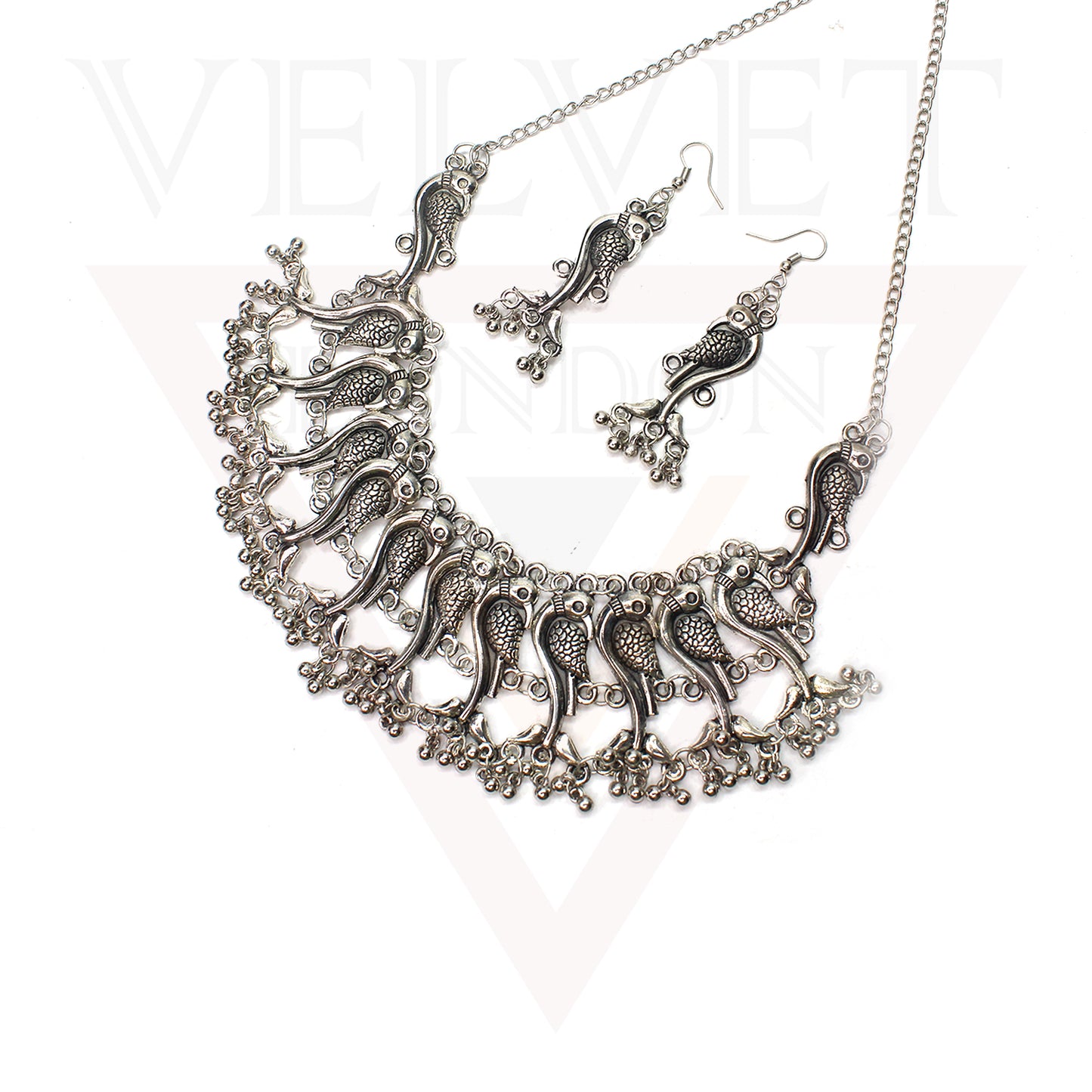 Necklace Earrings Antique Oxidized Traditional Choker Ethni