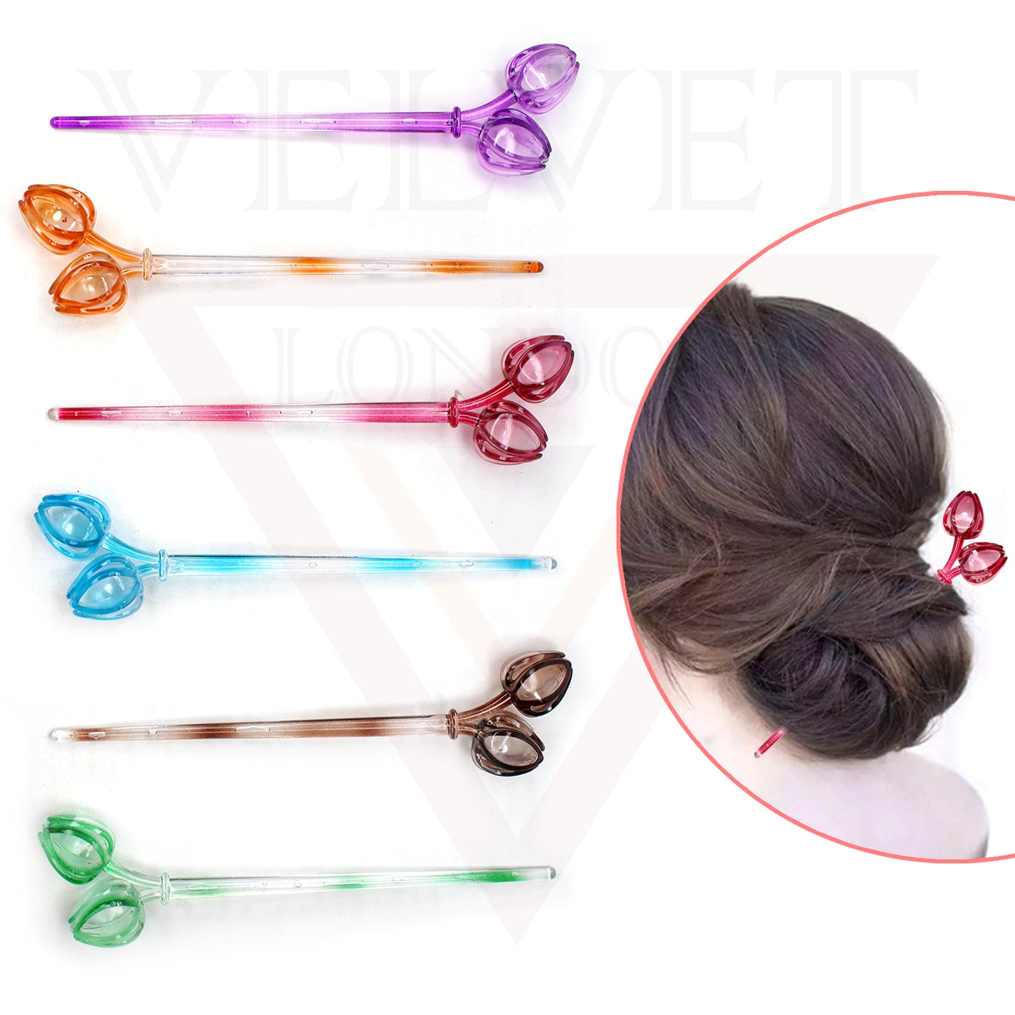 Hair Styling Sticks Messy Bun Maker Floral Hairpin Chopstick