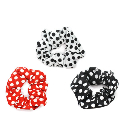 3x Dotted Print Scrunchies Rubber Band Hair Band