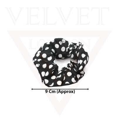 3x Dotted Print Scrunchies Rubber Band Hair Band