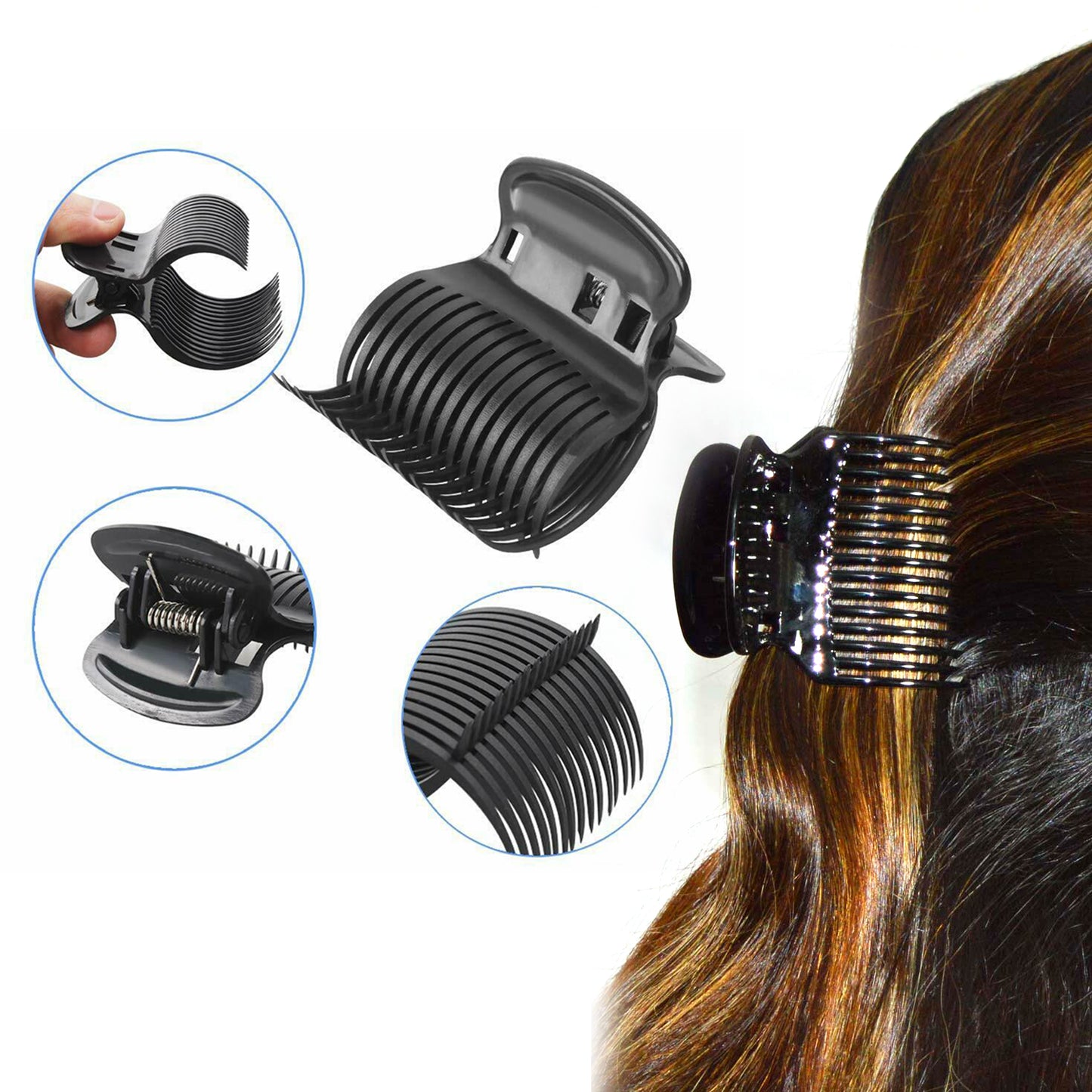 3x Hair Hot Rollers Clips Hair Curler Claw Clips