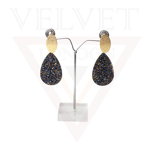 Crystal Drop Earring Glitter Blue Stud Earring