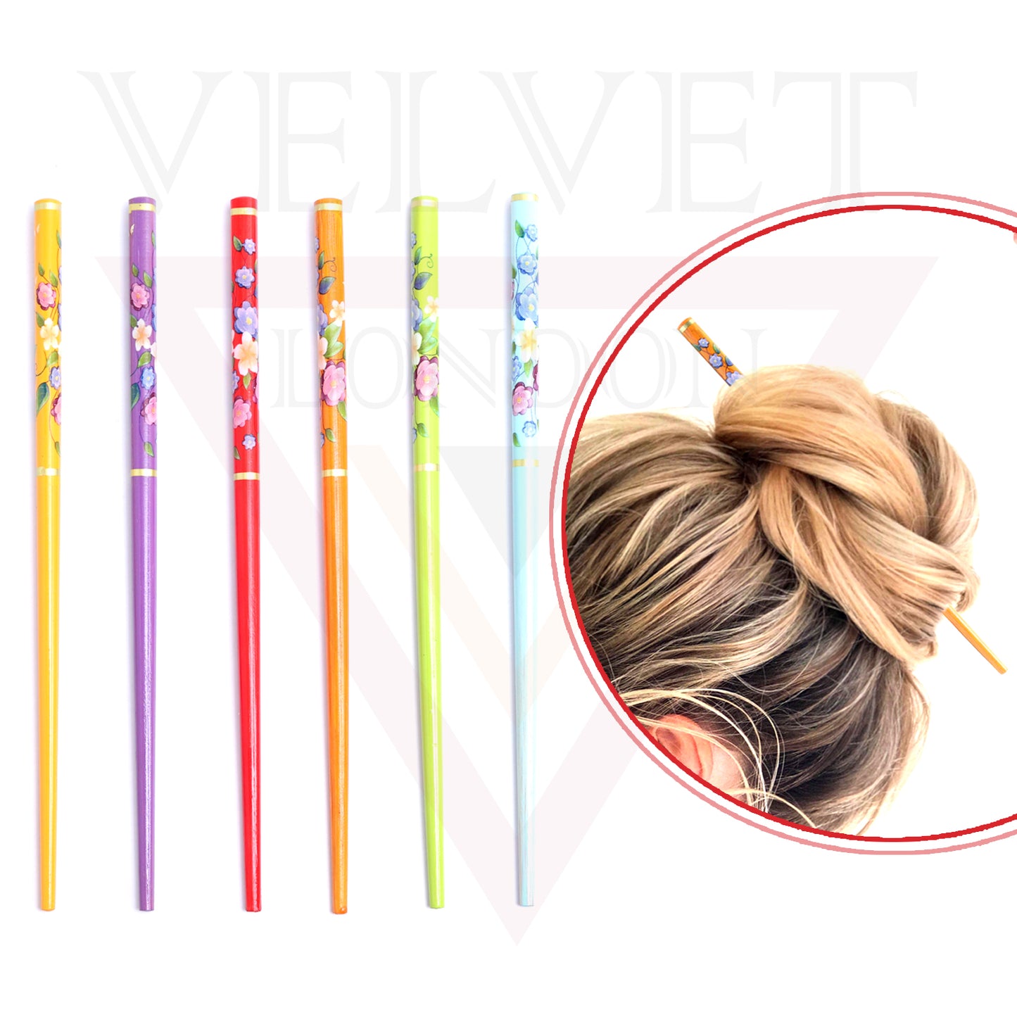 Wooden Hair Stick Unique Style Floral Hair Chopsticks Wood Sticks 1pcs