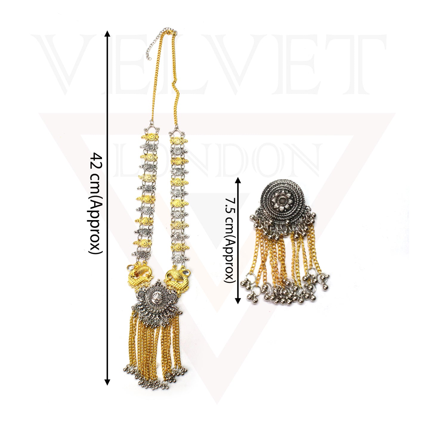 Long Necklace Earrings Set Oxidized Traditional Jewellery