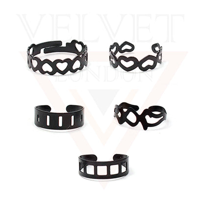 5 Pcs Boho Vintage Style Black Knuckle Rings Midi Finger Sets