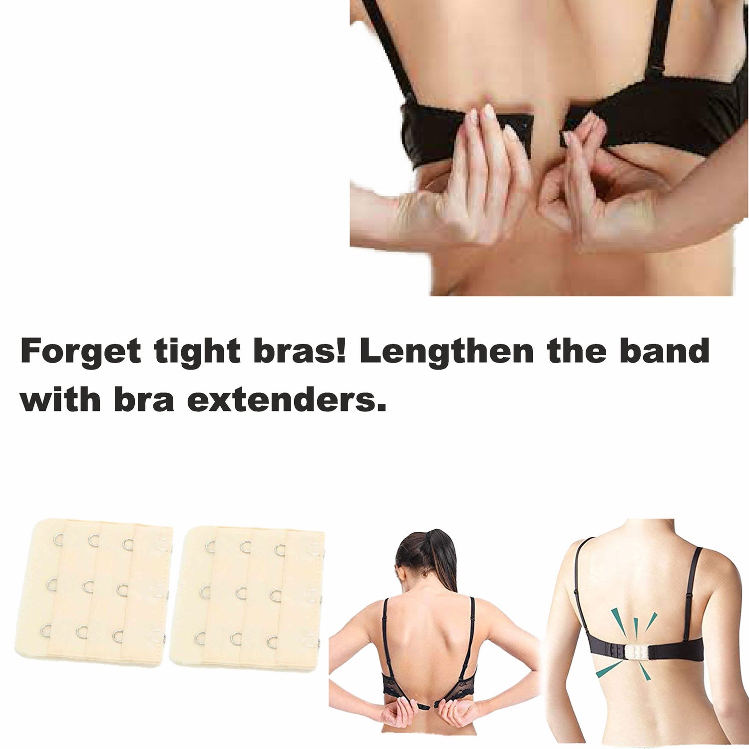 Bra Extender With Elastic Extension 3 Hook Hook and Eyes 3 -  Canada