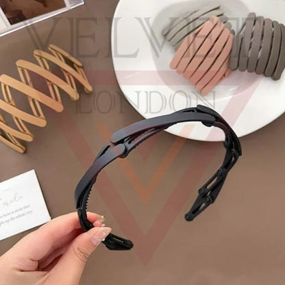 2x Black Hair Band Pocket Retractable Hair Hoop Folding Headband