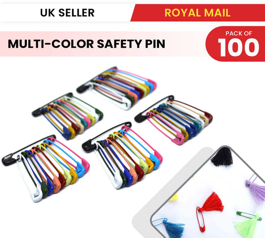 100x Multicolour Safety Pins Craft Sewing Nickel Metal Plated Safety Pin 3 CM