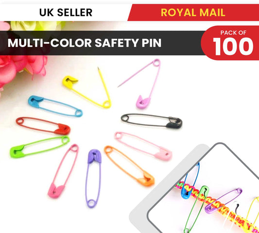 100x Multicolour Safety Pins Craft Sewing Nickel Metal Plated 4 CM