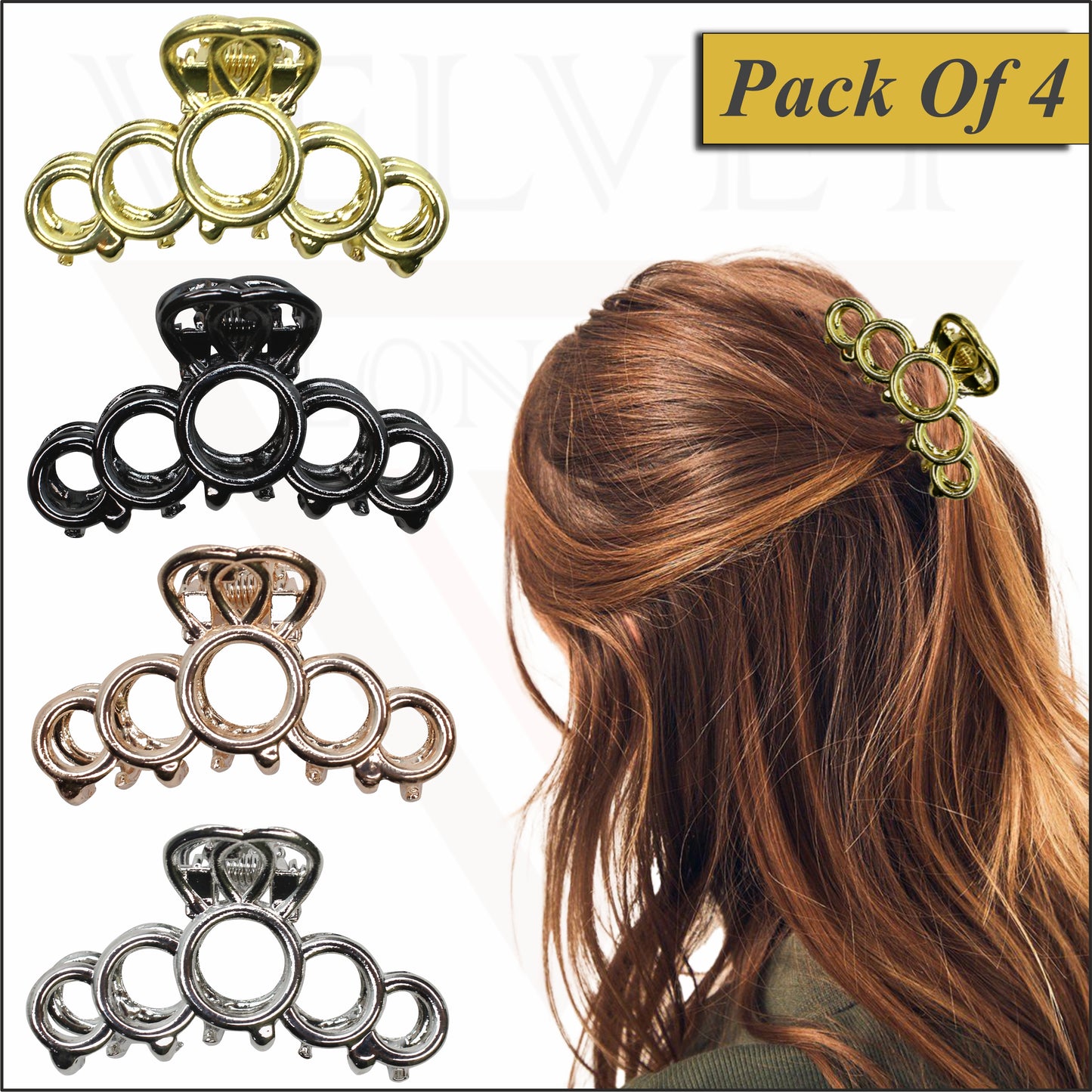 4x Hair Claw Mini Jaw Clips Metal Barrettes Clamp Butterfly Pins