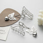 Big Hair Claw D-Shape Metal Heart Dangle Butterfly Clips