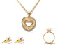 Heart Pendent Matching Earrings Ring Necklace Set