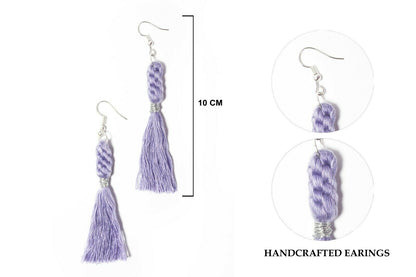 Handmade Tassel Earrings Silver Thread Dangle Earrings