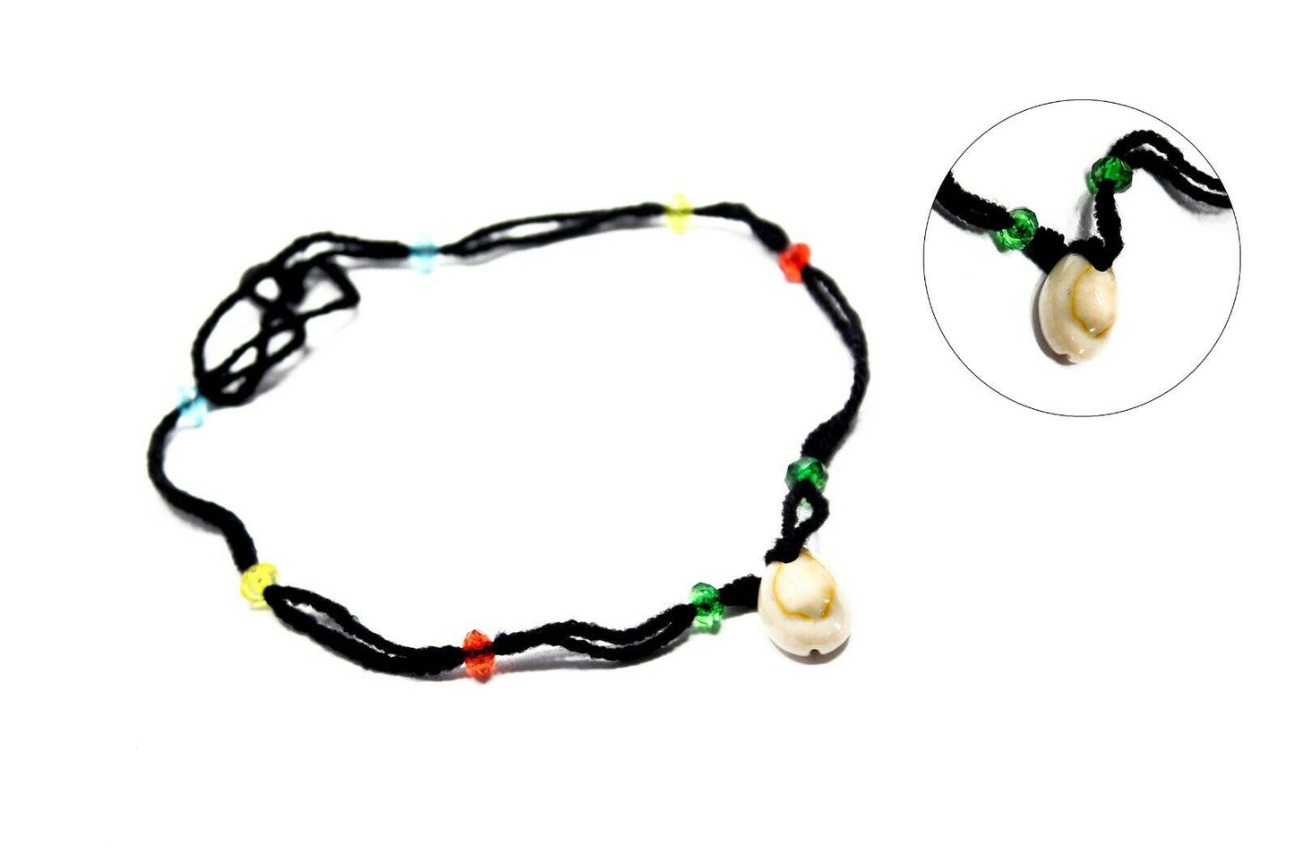 Black Thread Shell Beads Kodi Anklet