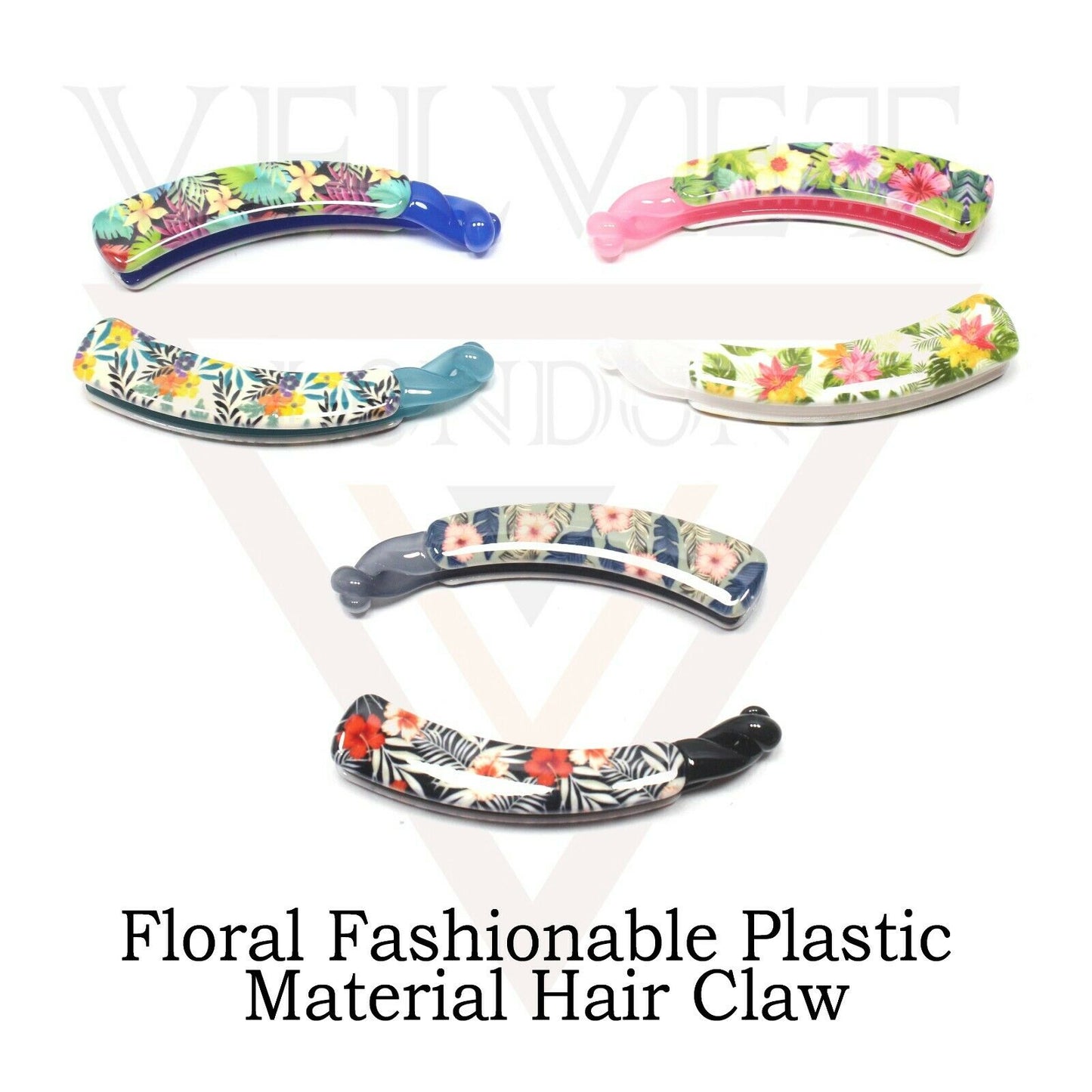 Floral Banana Hair Clip Barley Twist Comb Clamp Grip Hairpins