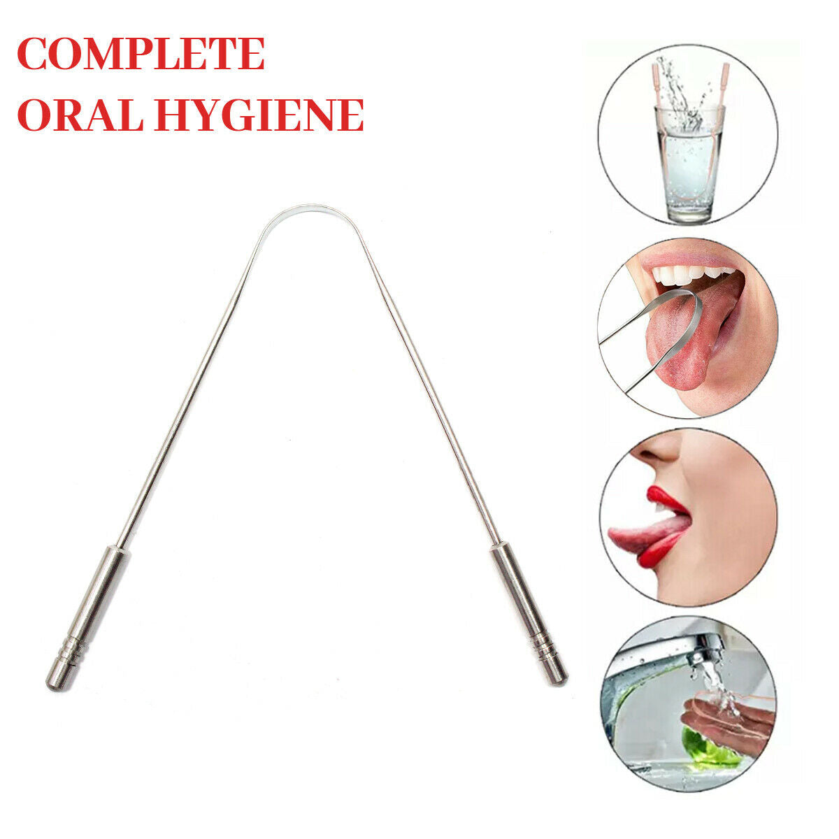 2x Stainless Steel Tongue Cleaner Dental Care Hygiene Oral Mouth Scraper