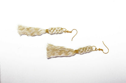 Handmade Tassel Earrings Silver Thread Dangle Earrings