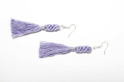 Handmade Tassel Earrings Silver Thread Dangle Earrings