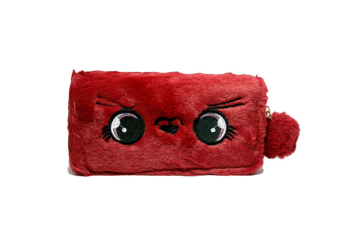 Fluffy Fur Handbag Long 2 Zip Purse Wallet Pompom Charm Clutch Bag