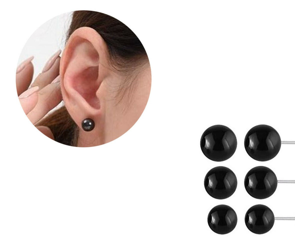 3x Black Pearl Ear Stud Earring Stud Unisex Stud
