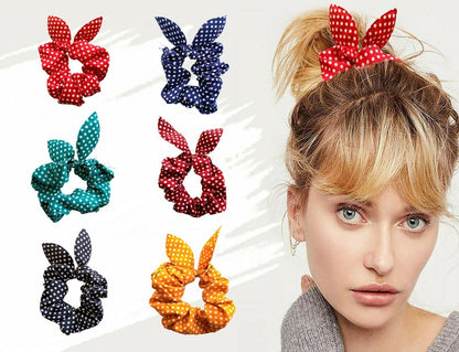 Dotted Hair Band Ring Rope Bow Scrunchies Ponytail Holder