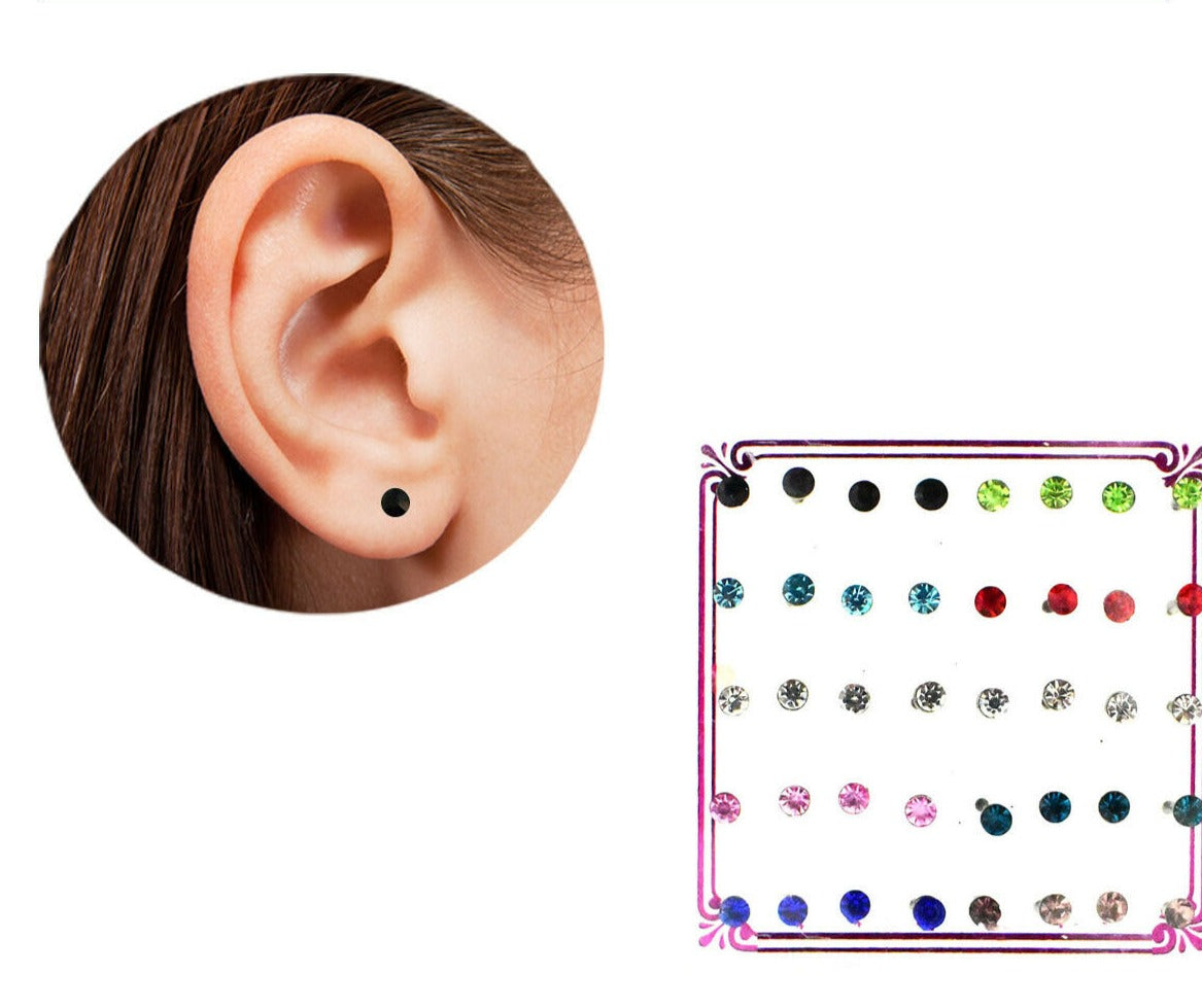 20 Pair Small Tiny Little Crystal Ear Stud Earring