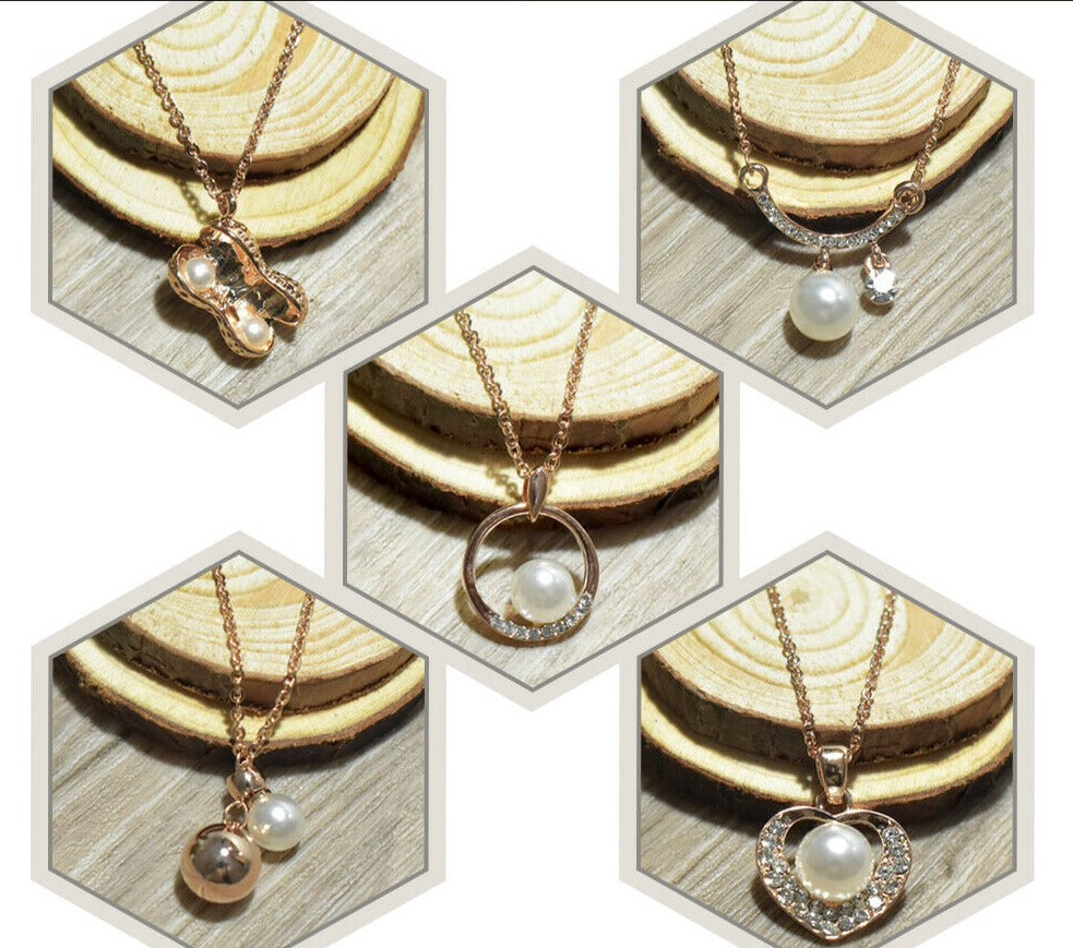 Golden Necklaces Chain Pearl Crystal Pendent Beachwear