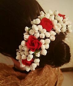 Artificial Flower Jasmine & 2 Rose Gajra Bun Hair Styling Juda