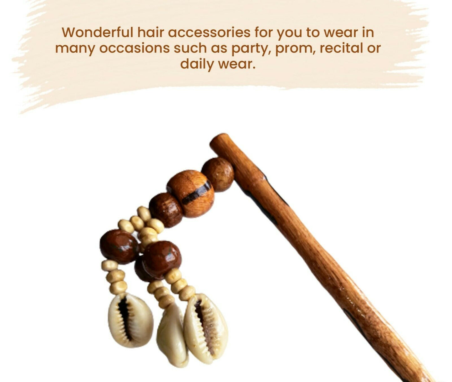Wood Bun Holder Stick Assorted Beads Hair Sticks
