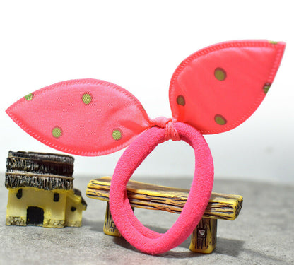 4x Dotted Hair Scrunchies Bow Neon Bobble Hair Band