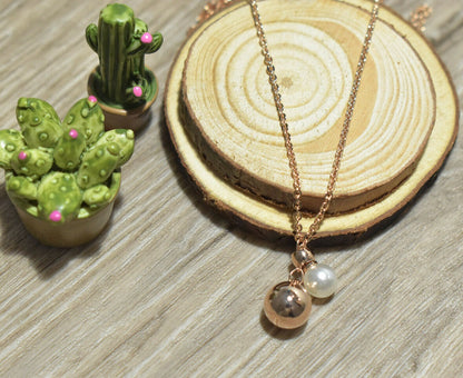 Golden Necklaces Chain Pearl Crystal Pendent Beachwear