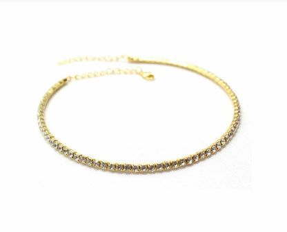 Crystal Necklace Choker Silver/Gold Partywear