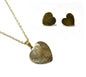 Golden Necklace Set Studs Chain Heart Pendant Charm