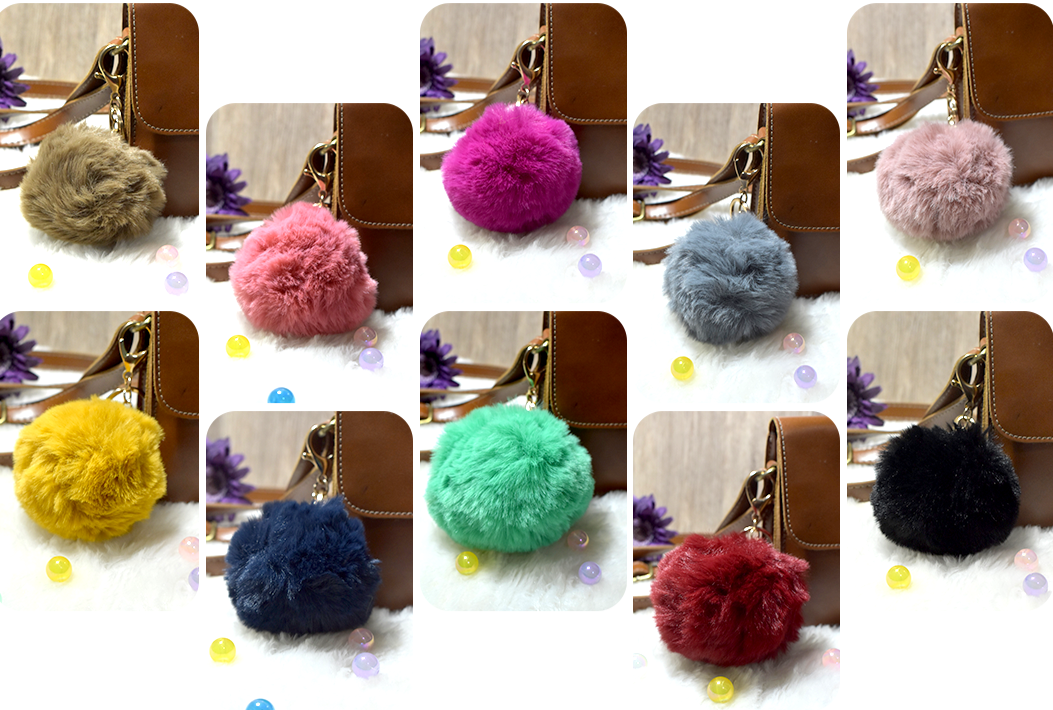 Soft Fur Ball Pom Pom Keychain Handbag Keyring