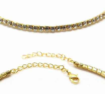 Crystal Necklace Choker Silver/Gold Partywear