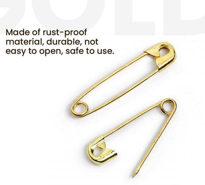 Golden Safety Pins 6 Size Assorted Metal Craft Sewing 107Pcs