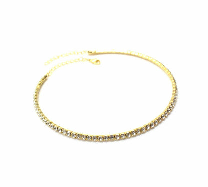 Crystal Necklace Choker Silver/Gold Partywear