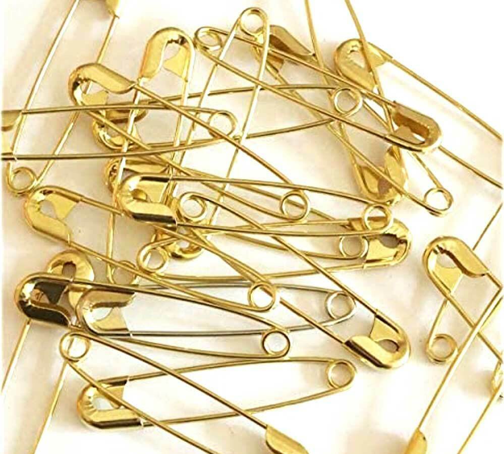 Golden Safety Pins 6 Size Assorted Metal Craft Sewing 107Pcs