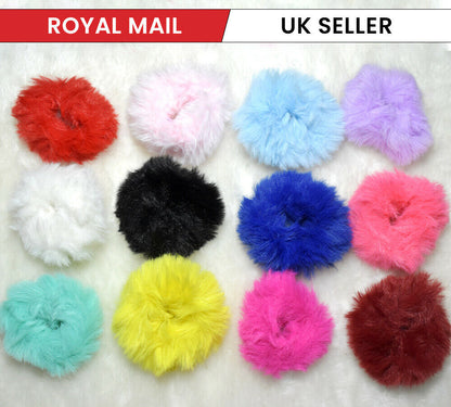 2x Hair Scrunchies Fur Hair Tie Hair Band Bobbles